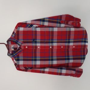 Boys XL Cotton Blend Plaid Shirt Long Sleeved